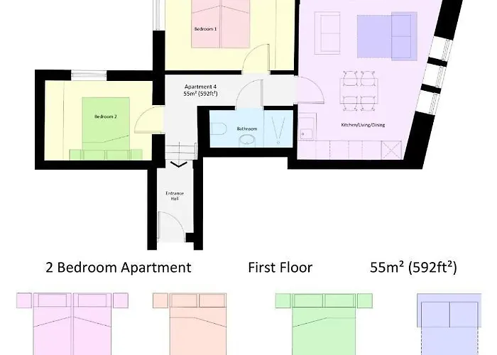 4 2 Bedroom, Sleeps X 6